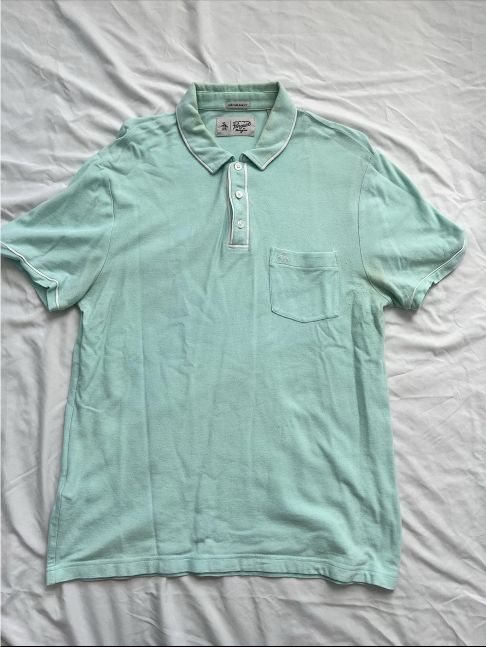 Original Penguin Mint Aqua Blue Polo with Chest Pocket